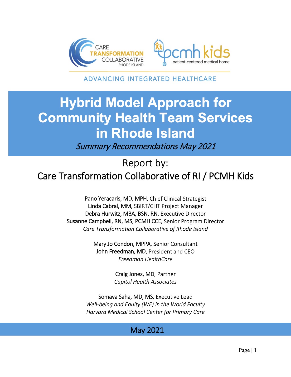 Hybrid Model Approach for Community Health Team Services in Rhode Island